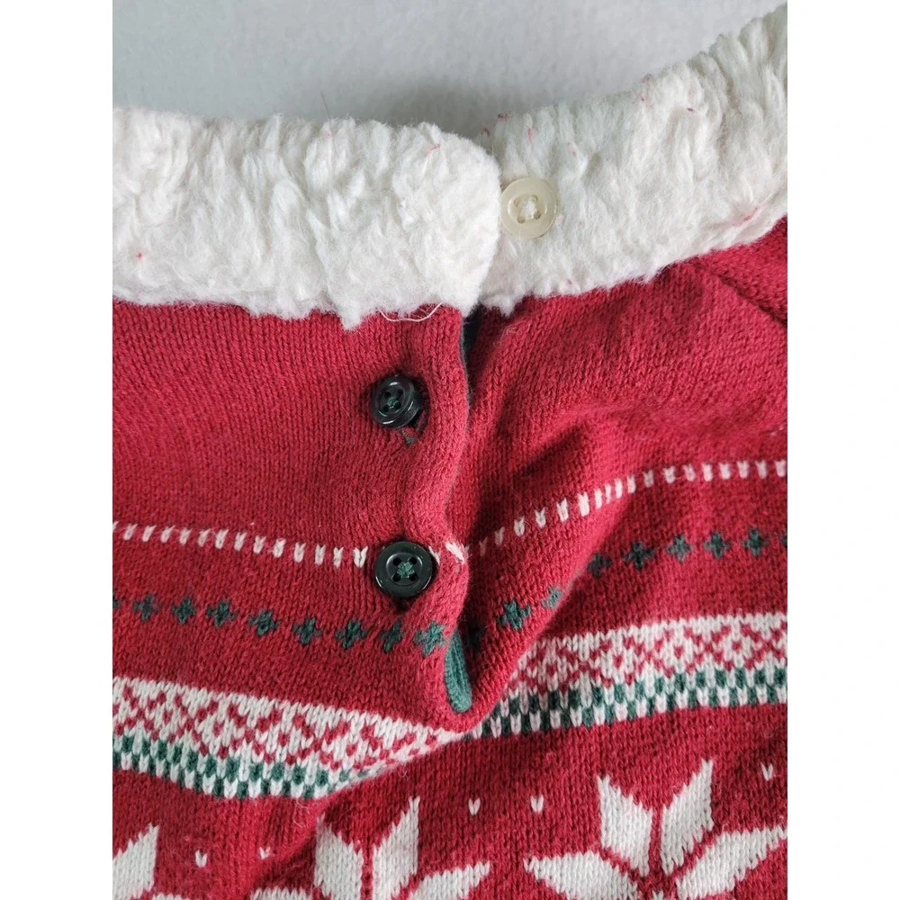 Gymboree Girls Green Red Fair Isle Snowflake Sweater Dress Faux Fur Collar 12